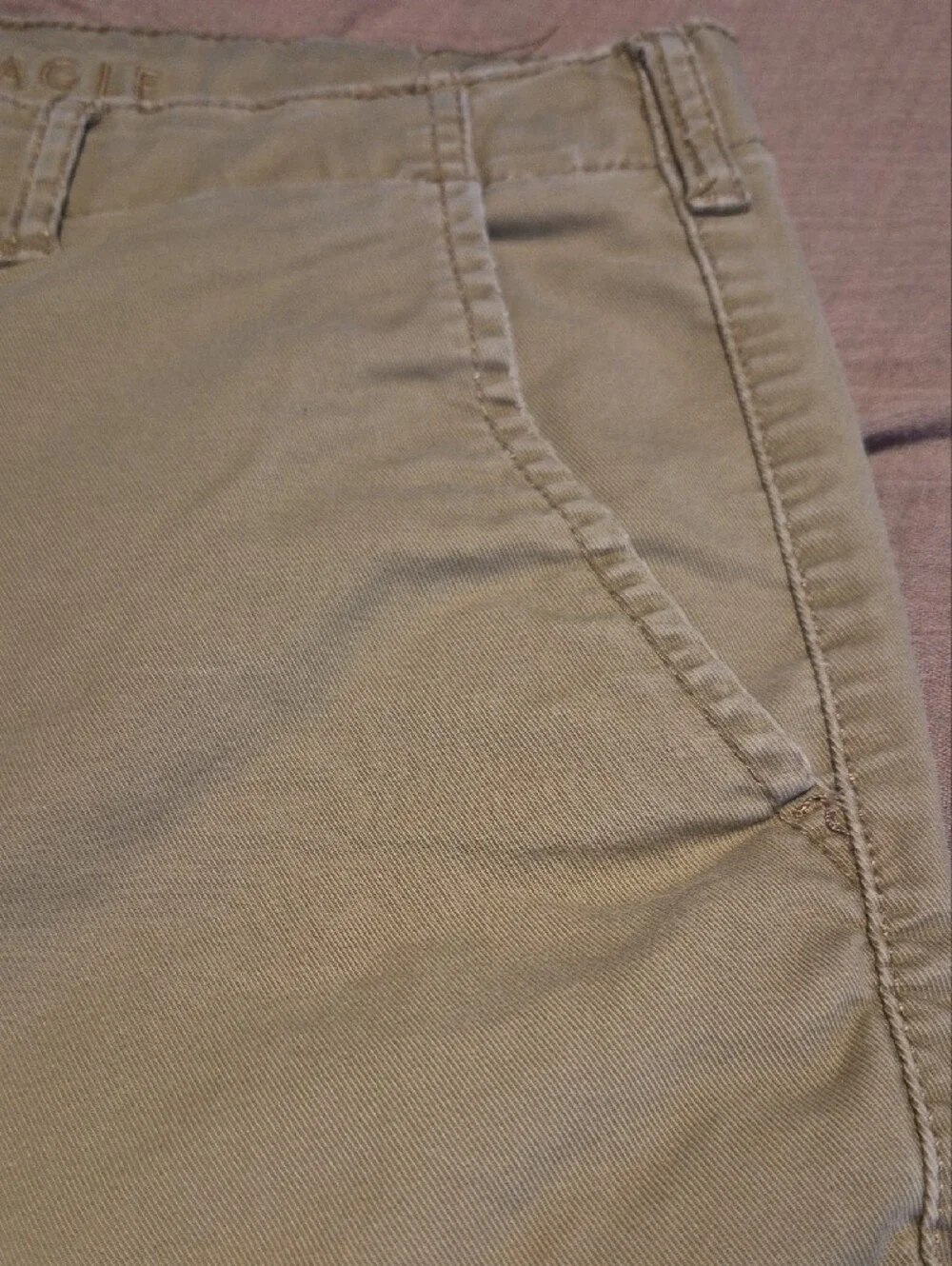 American Eagle Outfitters Men’s Olive-Tan Flat Front Shorts